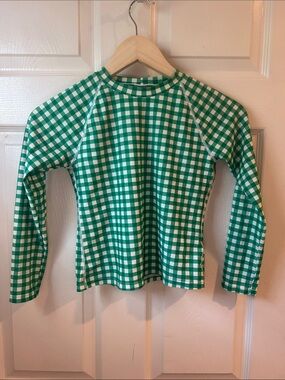 Crewcuts Kids Green Gingham Long-Sleeve Rashgaurd